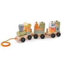 juego de trenes de madera de 3 piezas con bloques de construccion apilables bonitos disenos de animales y conexiones con ganchos