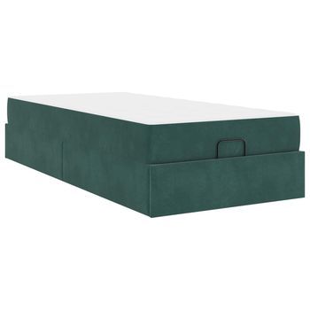 Cama Individual | Cama Para Adulto | Estructura De Cama Con Colchón 2 Pcs Verde Terciopelo