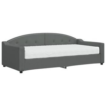 Sofá Cama Con Colchón Tela Gris Oscuro 90x200 Cm