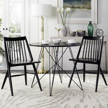 Set de 2 sillas de comedor en madera de caucho, negro
