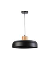 lampara de techo hebe negra de metal y madera o39 cm e27