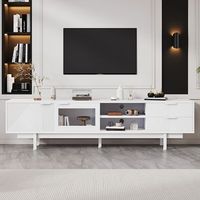 sweiko mueble para tv 200x40x505 cm 2 puertas 2 cajones gran espacio de almacenamiento carga de 45 kg apto para pantallas de 80 pulgadas blanco