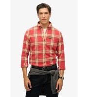 superdry para hombre m4010727a camisa de lenador de algodon de manga larganaranja s rojo casual algodon organico sostenible