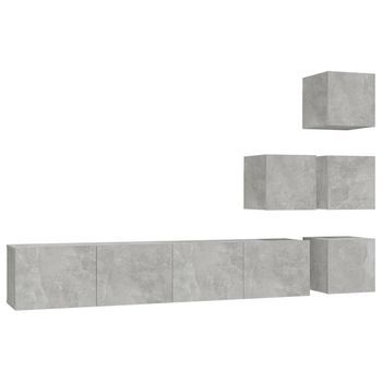 Mueble De Pared De Tv Madera Contrachapada Gris Hormigón Vidaxl