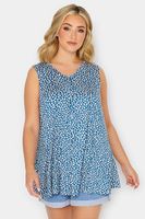 yours top azul marino floral sin mangas mujer curvy y tallas grandes yours