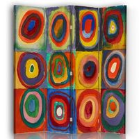 legendarte - biombo prueba de color - wassily kandinsky - separador de ambientes para interiores cm 145x170 4 paneles
