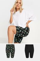 yours juego 2 ciclistas negro y estampado de flores mujer curvy y tallas grandes yours