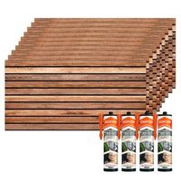 set de 10 paneles decorativos efecto madera roble en eps  4 botes de adhesivo de montaje