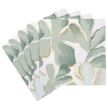 Set de 20 servilletas de papel con estampado de hojas verdes
