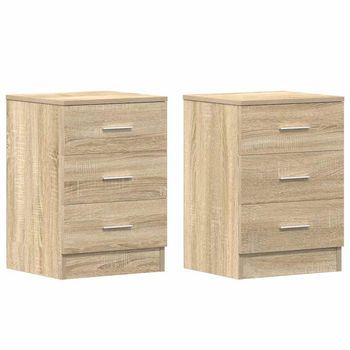 Pack 2 Uds Mesitas De Noche, Mesilla Aglomerado Color Roble Sonoma 38x35x56cm