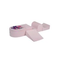 meowbaby parque infantil de espuma con piscina de bolas terciopelo rosa claro  violetarosa clarogristransparente 100 bolas