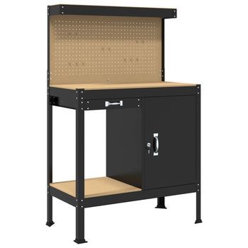 Banco De Trabajo Con Cajón Con Estante Negro 90 X 49 X 141 Cm Vidaxl
