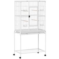 pawhut jaula para pajaros portatil con 4 comederos y 4 perchas practica 81 x 48 x 1625 cm blanco