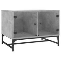 mesa de centro puertas de vidrio gris hormigon 685x50x50 cm vidaxl