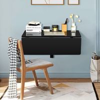 mesa de pared plegable flotante para espacios pequenos cocina o estudio 80x60x45 cm negro cfw44091