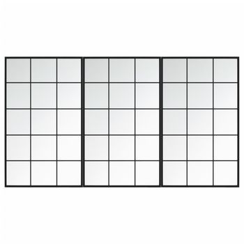 Espejos De Pared 3 Uds Metal Negro 100x60 Cm Vidaxl