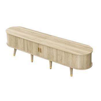 Mueble De Tv Con Puertas Correderas, Color Roble, 175 Cm