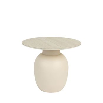 Mesa auxiliar redonda efecto travertino ø50cm - beige