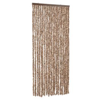 Cortina Antimoscas Chenilla Beige Y Marrón Oscuro 90x200 Cm