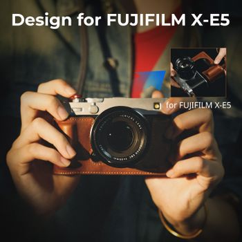 SmallRig X-E5 Half Case, Kit de Funda de Cuero para Cámara FUJIFILM X-E5 con Correa de Hombro de Cuero Marrón/Negro, Estética Retro 5449