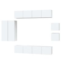 set de muebles para tv 8 uds  mueble de salon  gabinete de tv madera contrachapada blanco