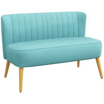 HOMCOM Sofá diseño retro 2 plazas, patas de madera, 117 cm x 56,5 cm x 77 cm, Verde