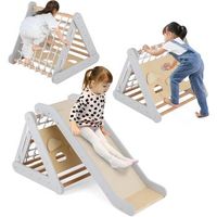 3 en 1 triangulo de escalada para ninos escalador triangular con tablero deslizante costway 62 x 64 x 57 cm