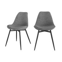 set de 2 sillas de tejido gris oscuro con patas de metal