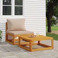 sofas de jardin 2 uds  mueble jardin mesa y sillas con cojines madera maciza acacia cfw647156