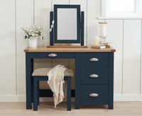 somerset oak and blue dressing table set
