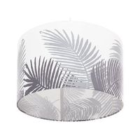 lampara de techo de tela blanca y gris con motivos en forma de hoja 1 luz ziller