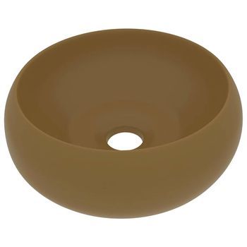 Lavabo De Baño Moderno | Lavabo De Lujo Redondo Cerámica Crema Mate 40x15 Cm
