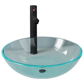 Lavabo De Baño Con Grifo Y Desagüe De Empuje Vidrio Templado Vidaxl