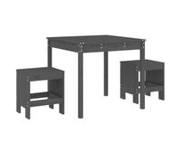 mesa y sillas de jardin 3 piezas madera maciza de pino gris