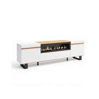 mueble tv con patas y chimenea integrada 203 cm kavos up blanco - roble arena 203 x 57 x 346 cm