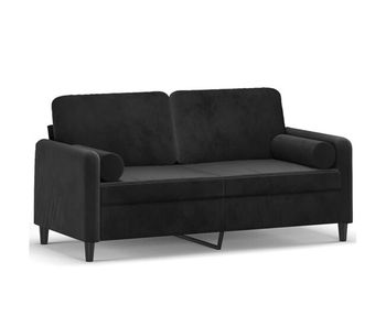 Sofá de 2 plazas - sofá de salón - sofá moderno con cojines terciopelo negro 140 cm