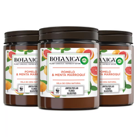 botanica by air wick pack 3 velas aromaticas cera natural aroma pomelo y menta marroqui o vainilla y magnolia del himalaya