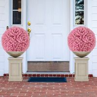 2 bolas de topiario de plantas artificiales decorativas de eucalipto morado sintetico de 44 cm con 7 capas de hojas esfera de jardin rosa