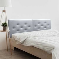 dhome cabecero de polipiel con 3 hileras intercaladas de botones cabezal tapizado cama lujo plata 180cm 2 piezas