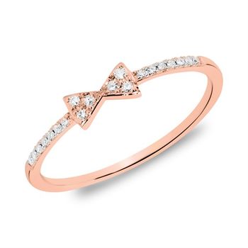 Anillo lazo en oro rosa de 14 quilates con diamantes