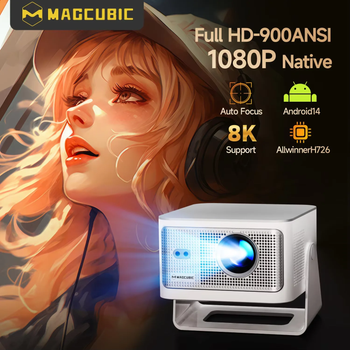 Proyector Magcubic con Enfoque Automático, Android 14, 4K, 900 Ansi, 8K Nativo, 1080P, Hy350Max con Wifi 6, Bluetooth 5.4, 16 GB, Allwinner H726, Portátil, para Exteriores