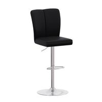 set de 2 taburetes de bar ajustables giratorios 360 grados cuero pu negro y plata