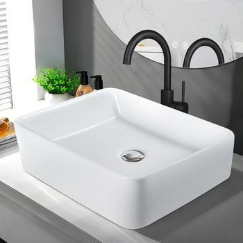 Lavabo De Sobreponer Baño – Lavabo Rectangular De Cerámica Blanca De 40x30x13cm Zmh