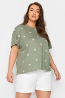 limited collection camiseta algodon verde con margaritas bordadas mujer curvy y tallas grandes limited collection