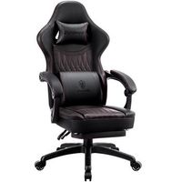 silla gaming dowinx con cojin de muelles soporte lumbar masajeador reposapies para jugar y trabajarcuero pu transpirable color negro