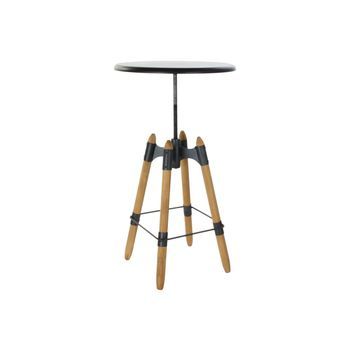 Mesita Auxiliar Metal Madera 60x60x105 Regulable