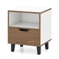 costway 12 mesita de noche mesa lateral moderno con cajon estante de almacenaje abierto patas de metal mesa para dormitorio sala de estar