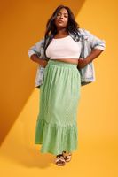 yours falda algodon de cuadros verdes vichy mujer curvy y tallas grandes yours