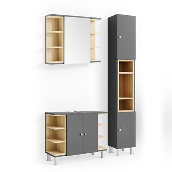 Conjunto De Muebles De Baño Aquis 3 Partes, Con Mueble Alto Vicco