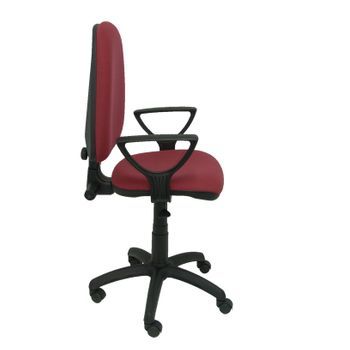Silla De Oficina Ergonómica Con Mecanismo De Contacto Permanente Y Regulable En Altura  Asiento Y Respaldo Tapizados En Tejido Bali Color Granate (brazos Fijos Incluidos) Piqueras Y Crespo Modelo 04cp
